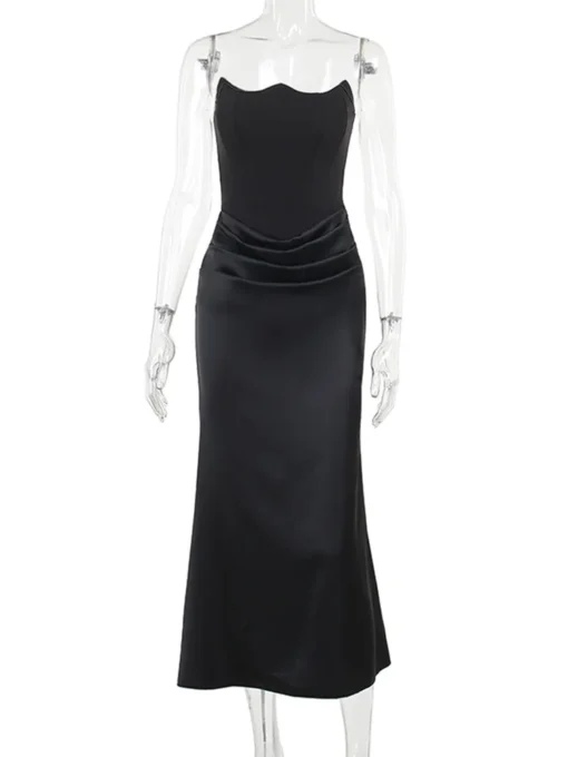 Elegant black prom dresses, strapless, sleeveless, backless, for party wear - Image 2