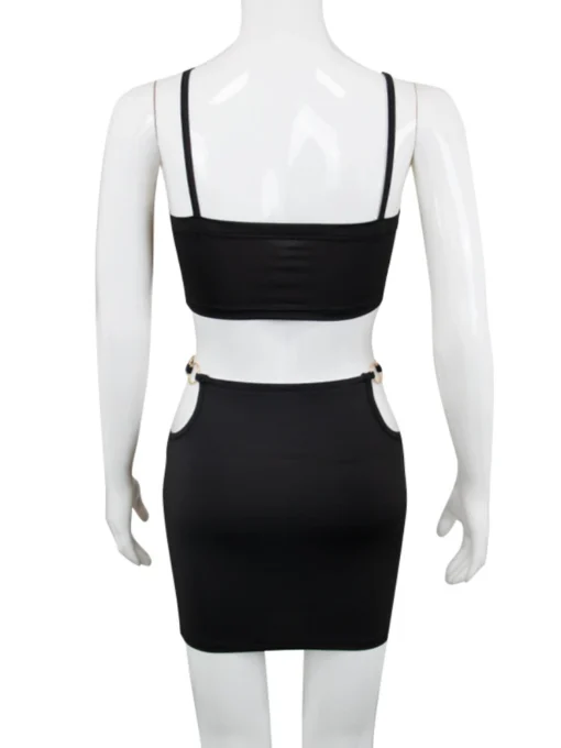 Black prom dresses: Sexy sleeveless bodycon dress with metal ring strap - Image 4