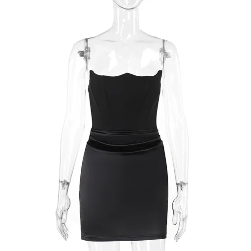 Black Prom Dresses: Off-Shoulder Corset Mini Party Dress - Image 3