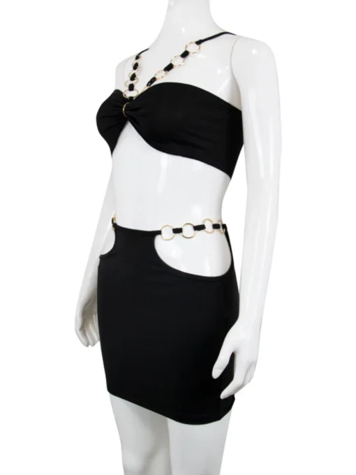 Black prom dresses: Sexy sleeveless bodycon dress with metal ring strap - Image 3