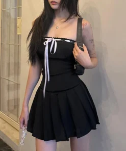 Cute Patchwork Off Shoulder A-Line Lace-Up Black Prom Dress