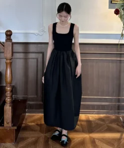 Black Prom Dress - Elegant Retro Suspender Long Evening Party Gown