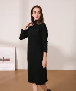 Elegant Knitted Long Sleeve Slim Sweater Black Prom Bodycon Dress