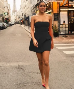 Summer Strapless A-Line Sleeveless Mini Black Prom Dress