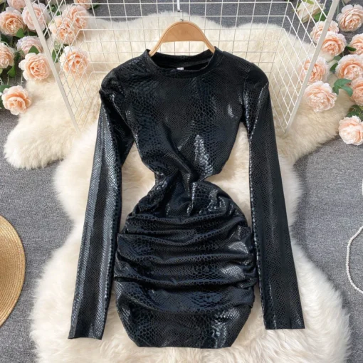 Sexy Snake Print Bodycon Mini Dress For Women Party Streetwear