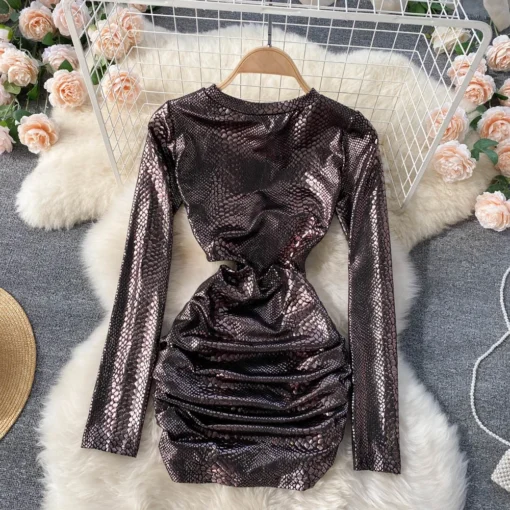 Sexy Snake Print Bodycon Mini Dress For Women Party Streetwear - Image 3