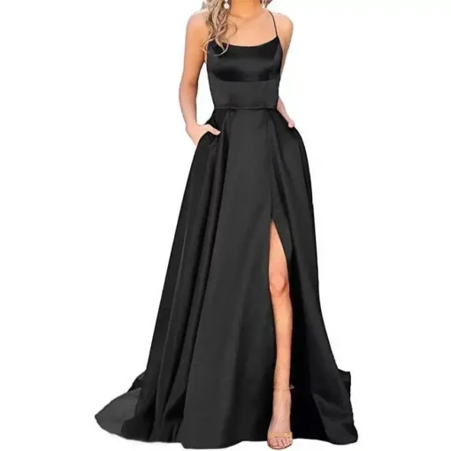 Elegant Bridesmaid Slit Evening Long Dress With Tail For Banquets