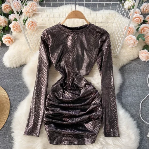 Sexy Snake Print Bodycon Mini Dress For Women Party Streetwear - Image 2
