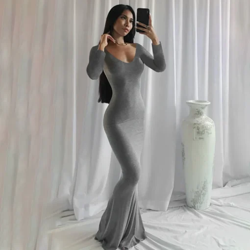 Sexy Black Bodycon Long Sleeve Dress For Women Autumn Party - Image 4