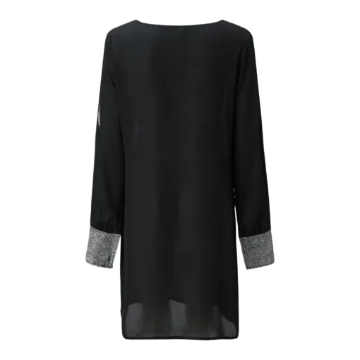 Glamorous Black Mesh V-Neck Long Evening Dress Size 14 Women - Image 3