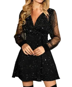 New Elegant Women Sexy Slim Fit Lace Patchwork Evening Dress