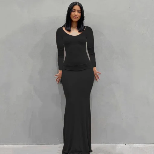 Sexy Black Bodycon Long Sleeve Dress For Women Autumn Party - Image 3