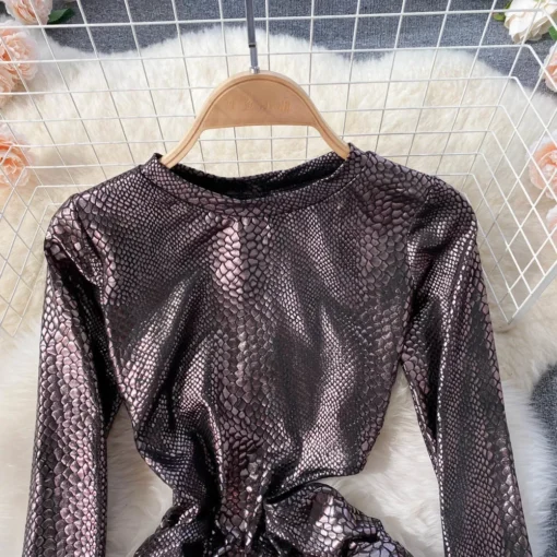 Sexy Snake Print Bodycon Mini Dress For Women Party Streetwear - Image 5