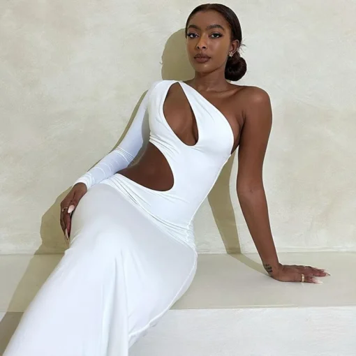 Cryptographic Sexy Backless Cut Out Maxi Bodycon Party Dress - Image 3
