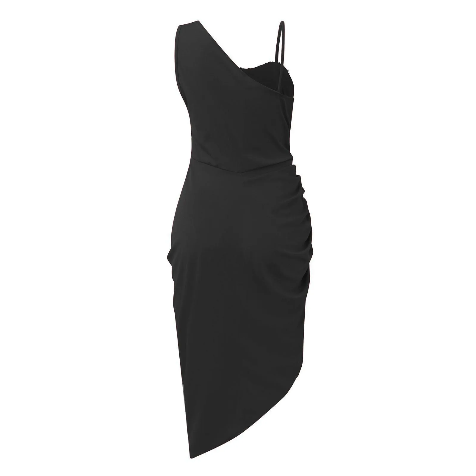 Sequin One Shoulder Slit Maxi Elegant Black Prom Dress - Image 6