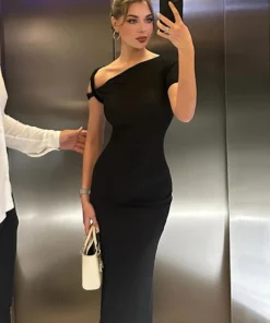 Sexy Bandage Midi Bodycon Black Prom Dress for Elegant Party Looks