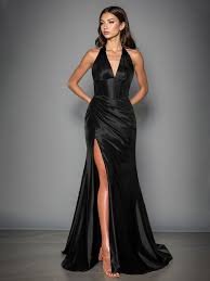Strapless & Halter Black Prom Dresses